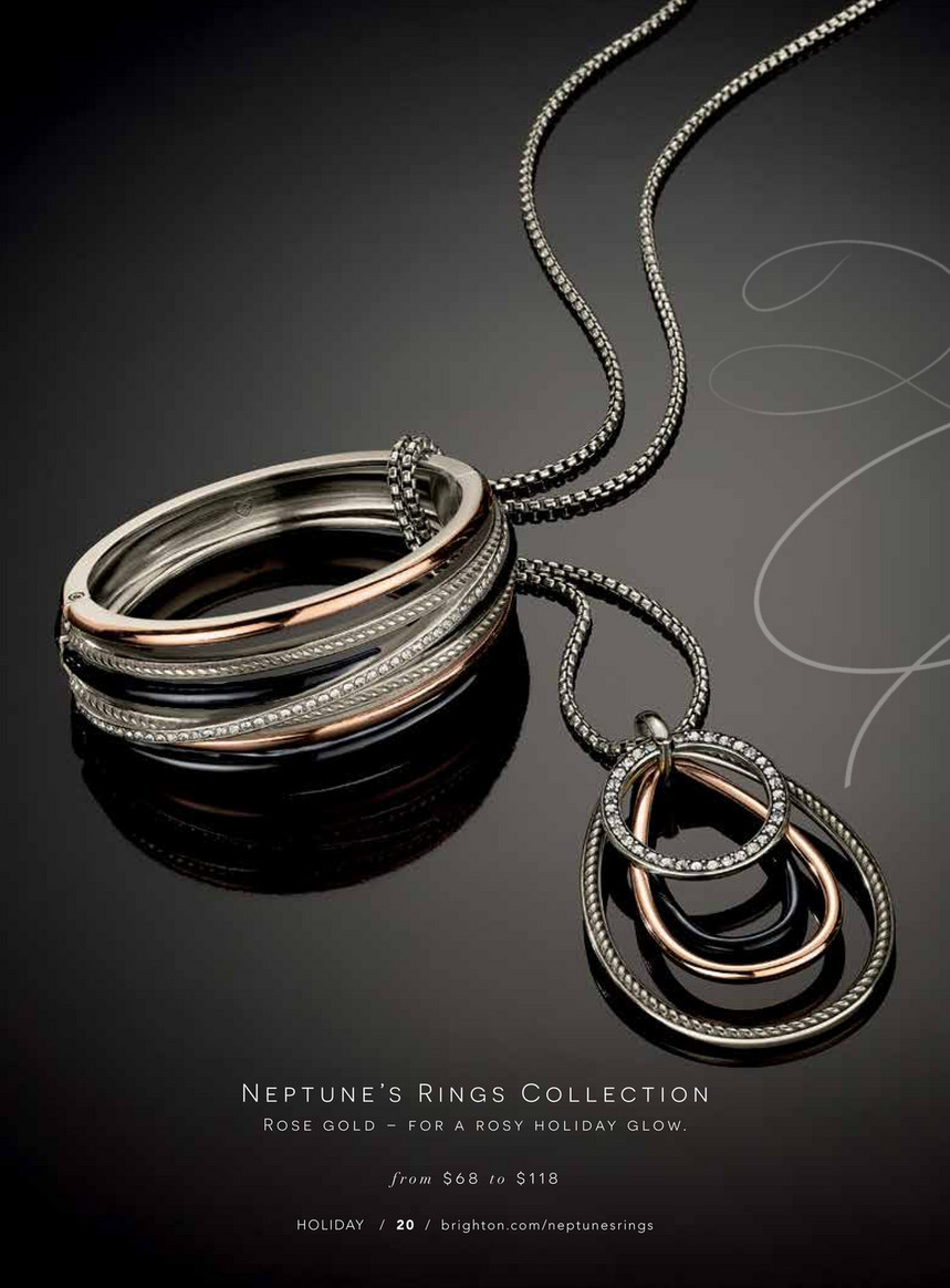 Brighton Neptune Ring Black, gold, silver convertable necklace good e