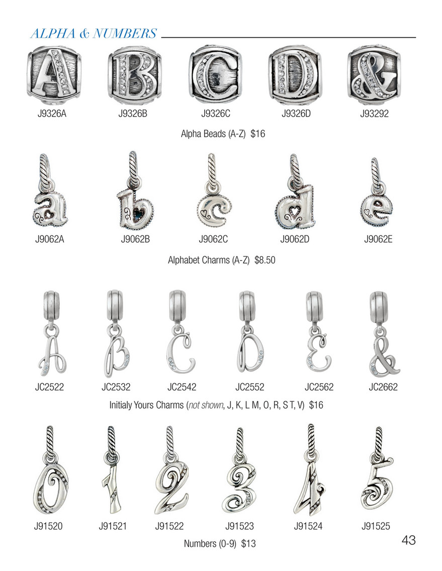 brighton initial charms