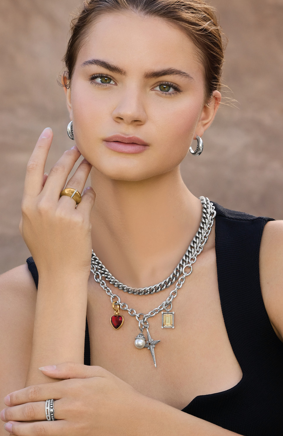 ルミナベッラMessalina SO4 peodant　chrome Brighton - Fall Style Lookbook - Ferrara Roma Curb Chain Necklace